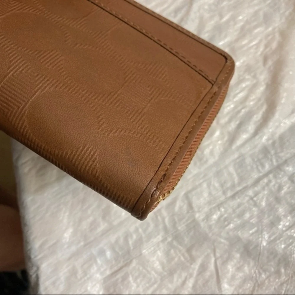 Coach brown embossed leather c wallet